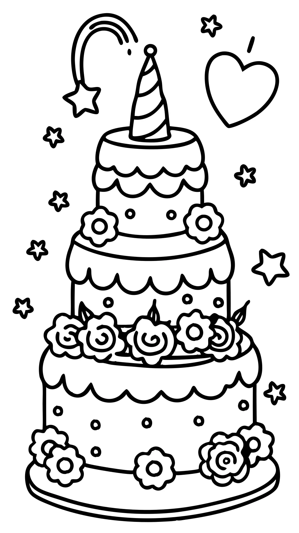 unicorn cake coloring page